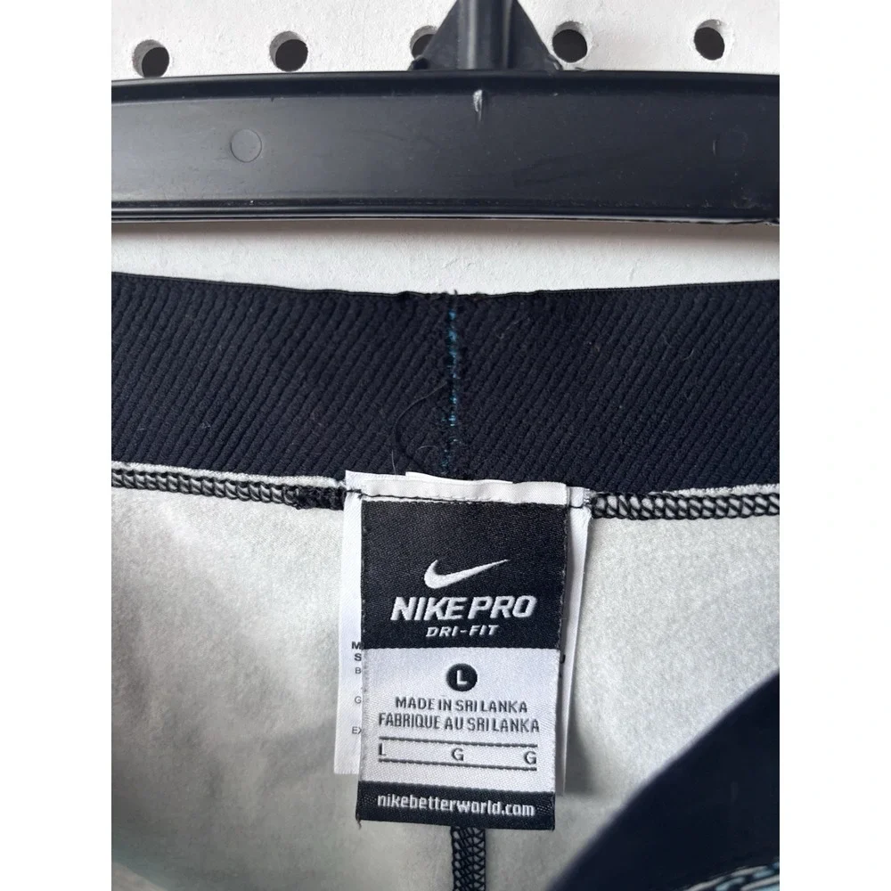 Nike‎ Pro Dri Fit Leggings Running Athletic Women's Lg Blue Black Stretch